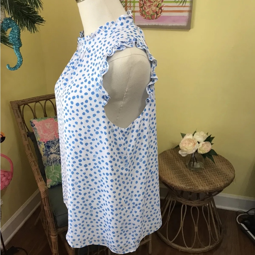 Lilly Pulitzer NWT Cambria Top Zanzibar Blue Lillys Dot Inverse $118 Size XXS - Picture 7 of 7